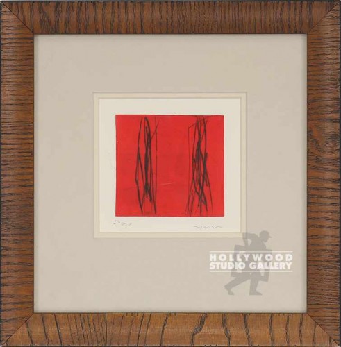 12X12 BLK/ RED SCRIBBLE ETCH/VENEER