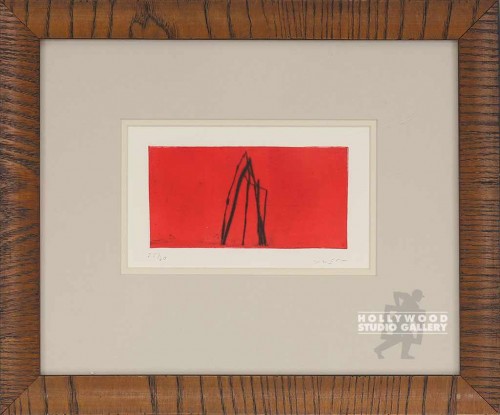 12X14 BLK-RED SCRIBBLE ETCH./VENEER