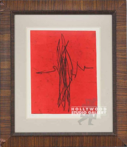 32X28 BLK-RED SCRIBBLE ETCH./VENEER