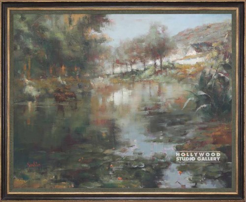 54X66 DARK GRN.IMP LAKE CANVAS/GOLD