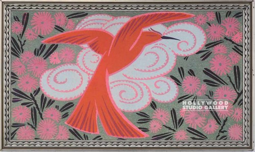26X44 SHOCK RED BIRD FLORAL/DECO