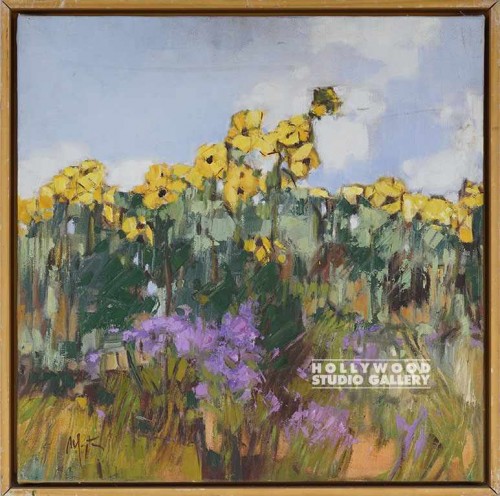17X17 MAYTE IMP YEL-PURPL FLOWERS