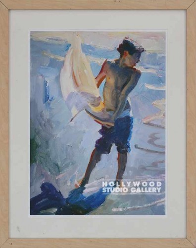 32X26 ASARO BOY W/ BOAT-IMP/BIRCH