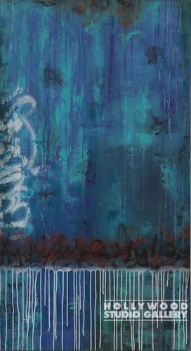 54X30 DATOS WALL1-BLU DRIPPY CANVAS