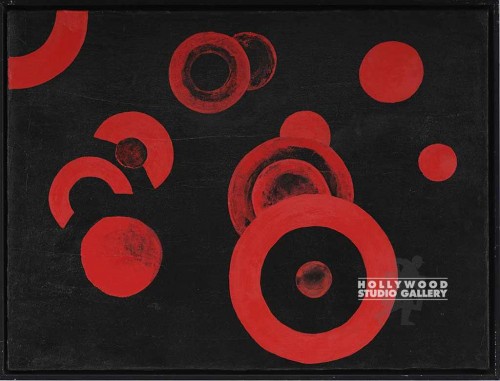 19X25 BOB K. BLK CNVS-RED CIRCLES/