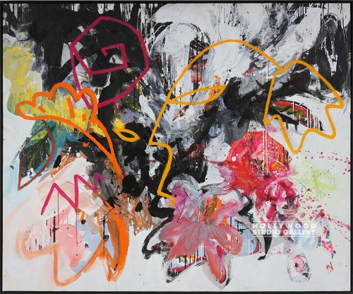 54X65 NGO WILD FLOWERS-ABSTRACT/BLK