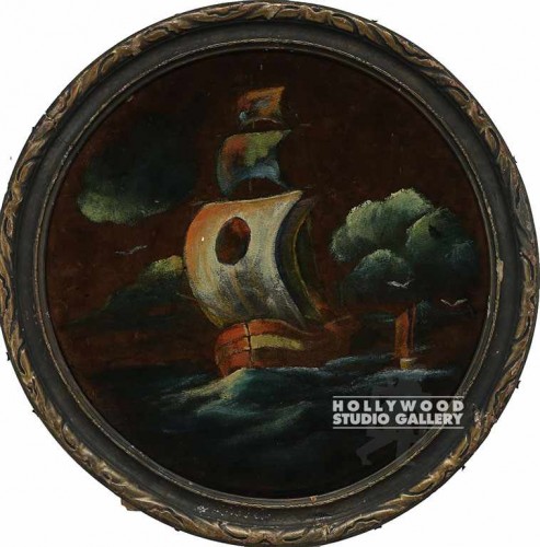 19" Circular Ship Velvet Painting