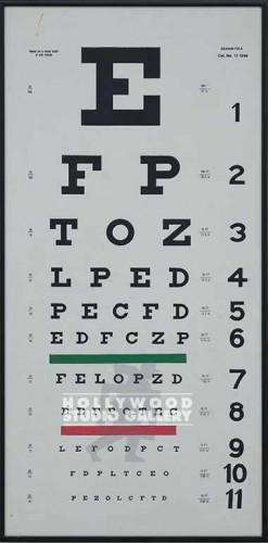 24X12 EYE CHART/BLACK FRAME