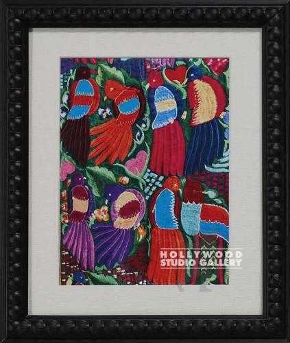 15x12COLORFUL BIRDS BLCK KNOBB FRM