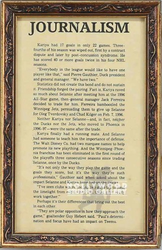 8x5 Journalism Article/Framed