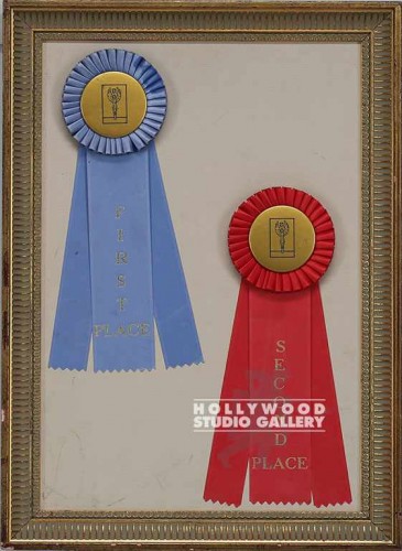 18x13 (2) RED BLUE RIBBONS GOLD FRM