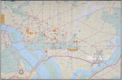25x38 MAP OF WASHINGTON DC/SILVER