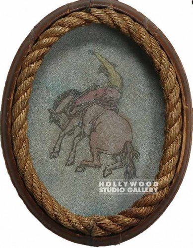 OVAL ROPE FRAME/COW BOY/BROWN FRAME