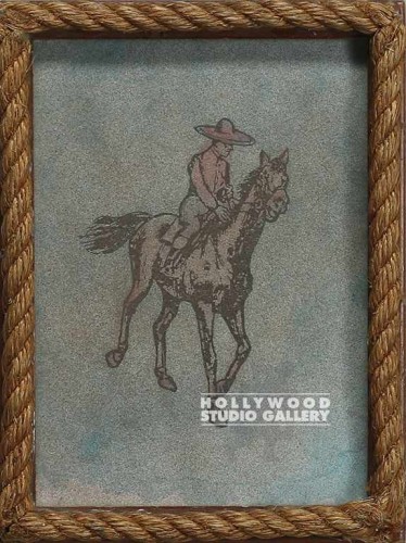 11X9 COW BOY ON HORSE BROWN ROP FR