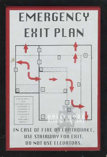 19X13 EMERGENCY EXIT PLAN BLK FRM