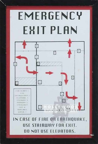 19X13 EMERGENCY EXIT PLAN BLK FRM
