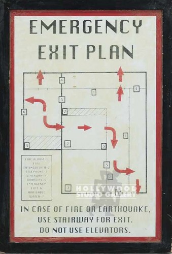19X13 EMERGENCY EXIT PLAN BLK FRM