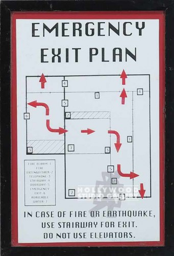 19X13 EMERGENCY EXIT PLAN BLK FRM
