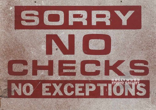 10x14 SORRY NO CHECKS SIGN