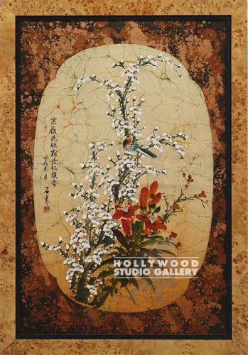 42x28 CHINESE ARCHAIC FLORAL WOOD 1