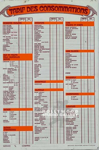 24x15 Plastic French Menu