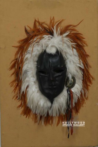 31x20 Mounted Leather Mask/Feathers