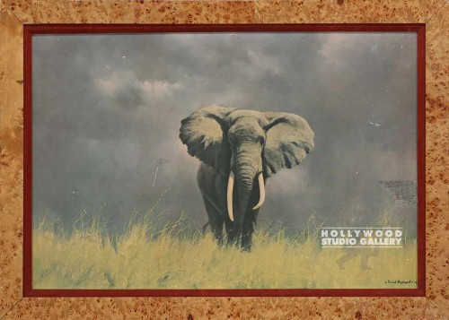 25x35 ELEPHANT PAINTING/BURL FRM
