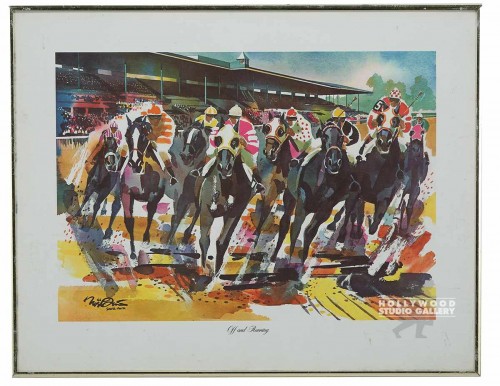 18x24 Watercolor Horse Racing