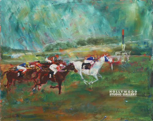 24x31 HORSE RACING PAINTING