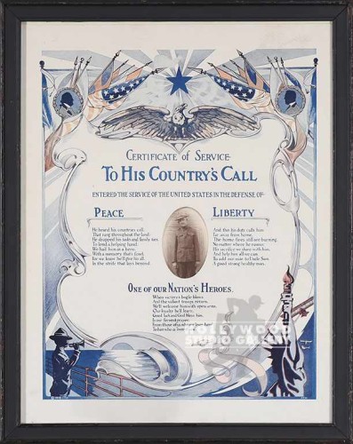 20x16 War Cert. of Service w Photo