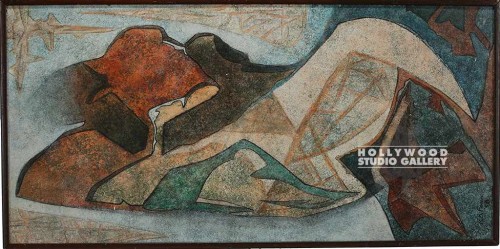 24x48 VERTICAL ABSTRCT/DRK WOOD FRM