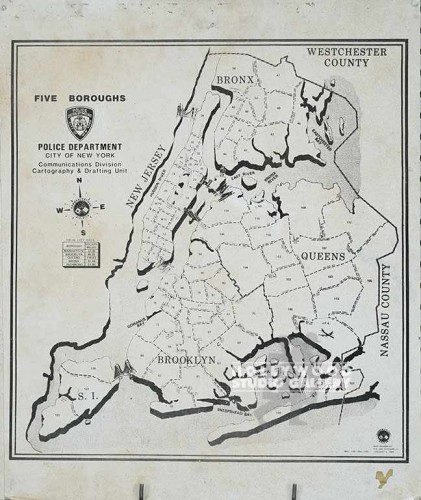 24X20 NYPD 5 BOROUGHS MAP/UNFRAMED
