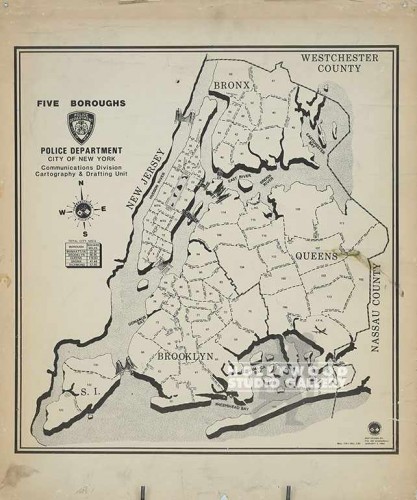 24X20 NYPD 5 BOROUGHS MAP/UNFRAMED