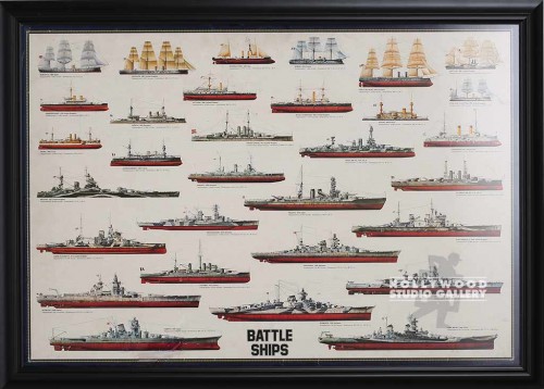 27x39 ASSORTED BATTLE SHIPS/NOFRAME