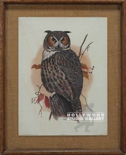 21x17 70`s Owl/Brown Frame