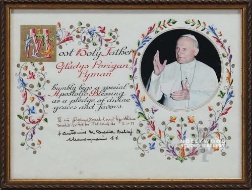 10x12 Pope Certificate w/Pope Port.