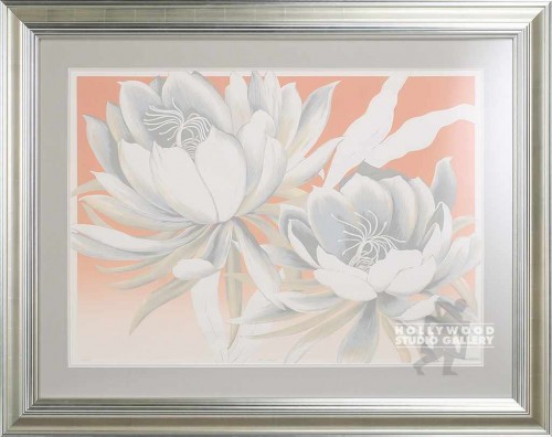 43X54 80`S PEACH-GRAY FLORAL/SILVER