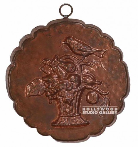 8x8 Copper Jello Mold/Bird & Basket