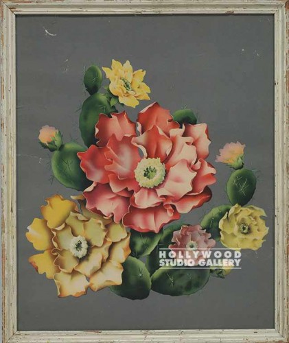 18x15 Period/Floral Cream Wood Frme