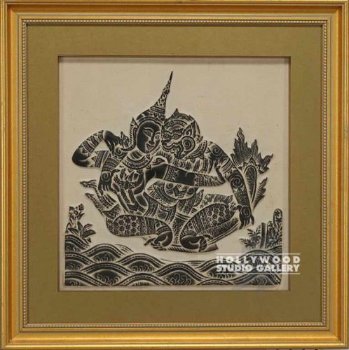 27x26 B/W Thai Image/Gold Frame