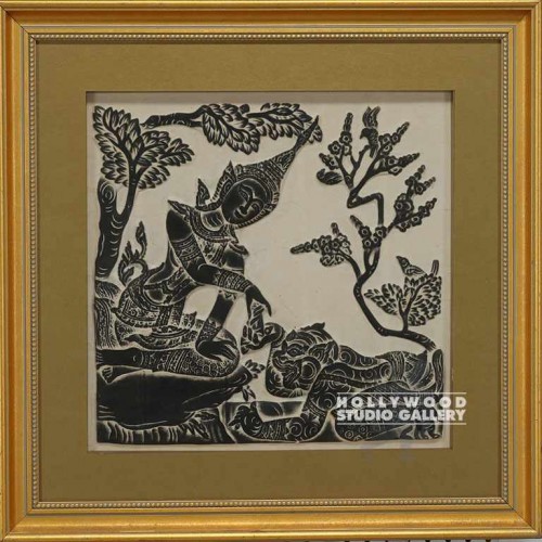 27x27 B/W Thai Image/Gold Frame