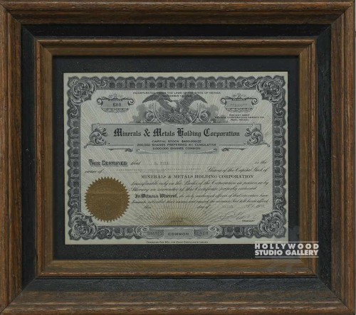 15x17 Framd Shares Certificate Wood