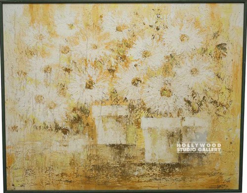 46X58 LUMPY WHITE DAISY CANVAS/FRMD