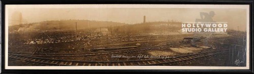 12X41 PANORAMIC-b w TRAIN TRACKS