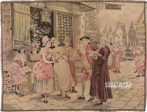 26X34 FRENCH STREET SCENE TAPESTRY