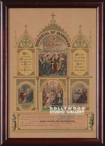 18X12 VINT MARRIAGE CERTIFICATE