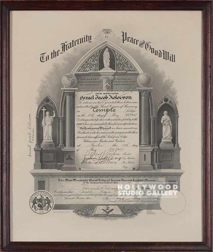 18X15 VINT FRAT-MASON CERTIFICATE