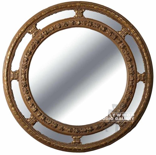 36" Circular Mirror Gold Ornate