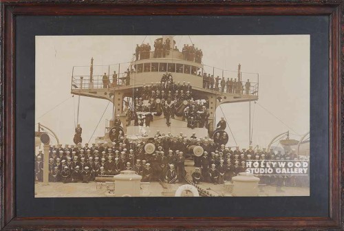 16X23 SEPIA SAILORS ON BATTLESHIP
