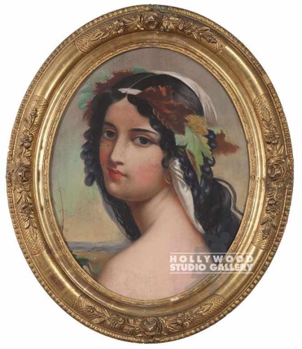 22X18 OVAL GOLD FRAME PEASANT GIRL
